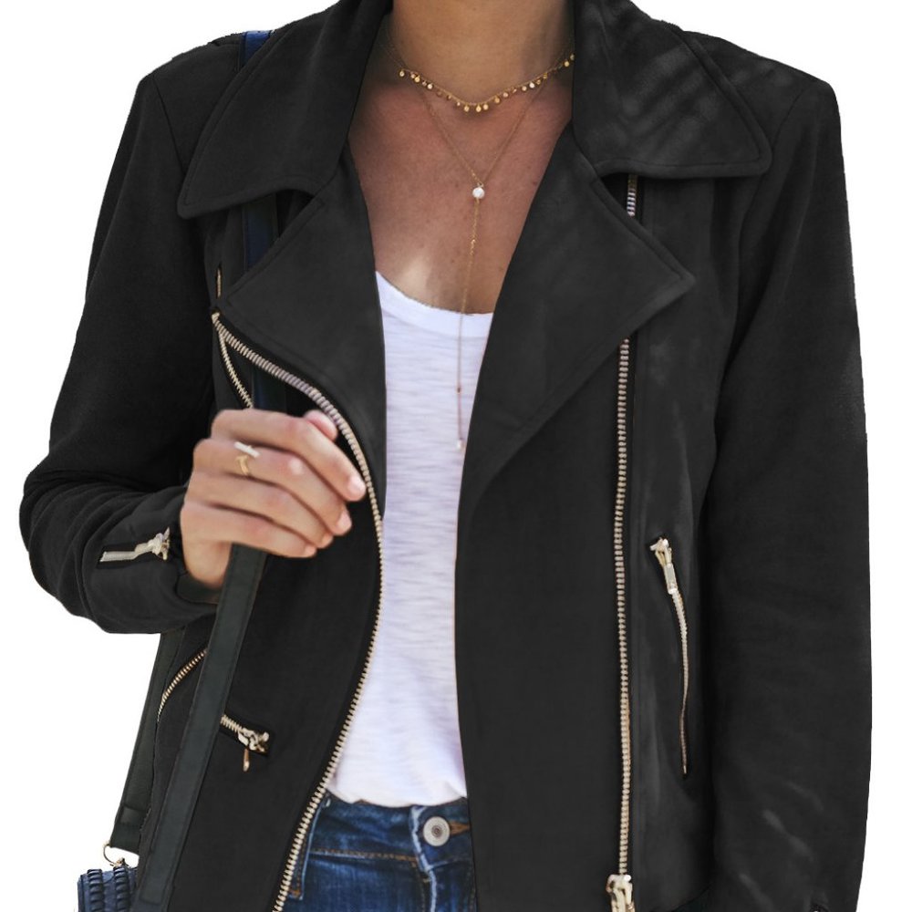 HOST PICK  Black Zipped Notch Collar Moto Jacket
